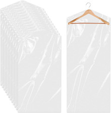12 Pack Plastic Dry Cleaner Bags 60X150 Cm Hanging Clothing Covers Clear Garment