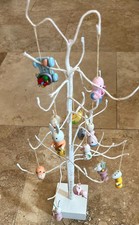 Easter Tree Decoration With 14 Wooden Ornaments Poseable Branches Weighted Base