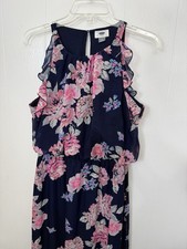 Old Navy Floral Maxi Dress M Navy Pink Boho Flowy Spring Summer