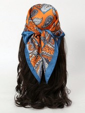 Multicolor Paisley Silky Square Bandana Head Wrap Scarf One Size
