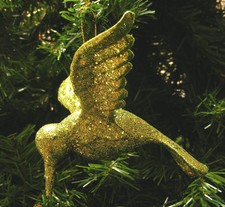 GREEN GLITTER HUMMINGBIRD CHRISTMAS TREE ORNAMENT