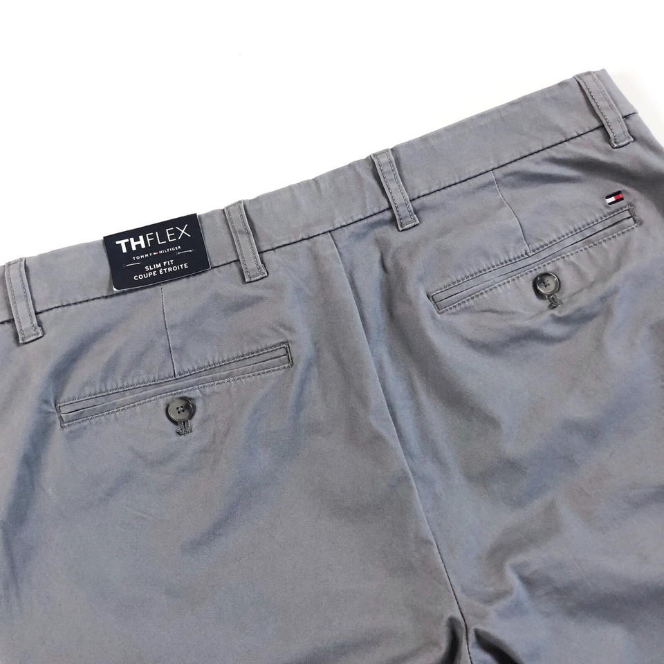 TOMMY HILFIGER Chinos Men's Stretch Slim Fit Smoked Pearl Grey 7899582 ...