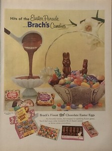 1957 Brachs Candies Easter PRINT AD Chocolate Eggs Bunnies Jelly Beans VTG 1950s