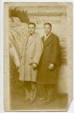  Young Men  at Niagara Falls Vintage Photo Postcard 