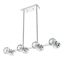 Chandelier Chrome Crystal Shades Kitchen Island Dining Room 8 Light Fixture 31"