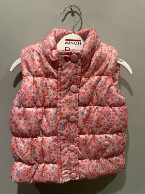 New Minoti Girls floral Print Puffa Gilet size ( 18/24 Months )