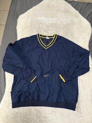 Vintage Nike Adult 90s Y2K Pullover Windbreaker Navy Blue Center Swoosh Mens XL
