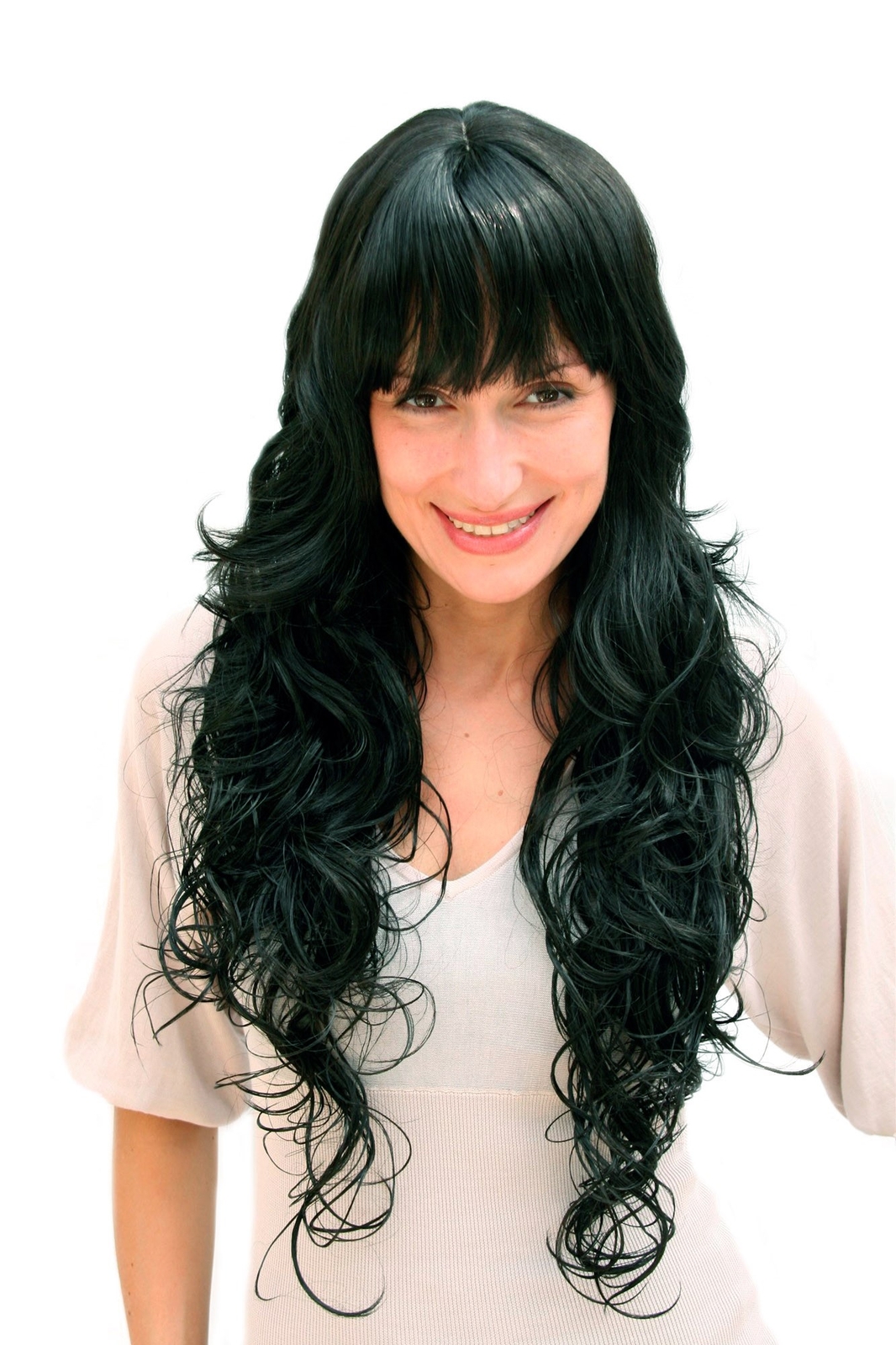 Women's Wig Black Long Curly Curls Bangs 70cm 4306 Wig