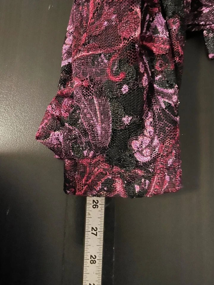 Top de mujer vintage grande púrpura cachemira encaje malla manga 3/4 Fairy Grunge Y2K Foto 4 de 4