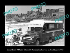 POSTCARD SIZE PHOTO OF BONDI BEACH NSW THE CHANNEL 9 OUTSIDE TV VAN c1960