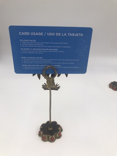 4 Pcs Vintage Metal Card Holder Desk  Enamel Palm Trees With Shiny Stones 5.5   - Picture 6 of 10