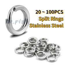 20 100pcs Stainless Steel Split Rings Heavy Duty Lure Tackle Connector 9-400Lb