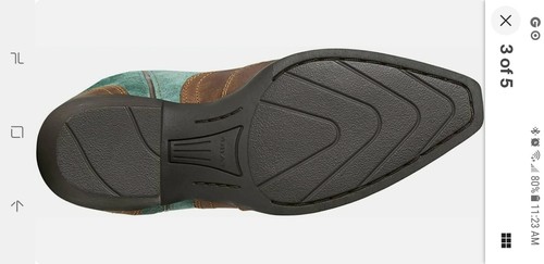 Ariat Kids Zealous Western Boot New Teal Suede/Distressed Brown 9-1/2M Girl Boy - Picture 6 of 7