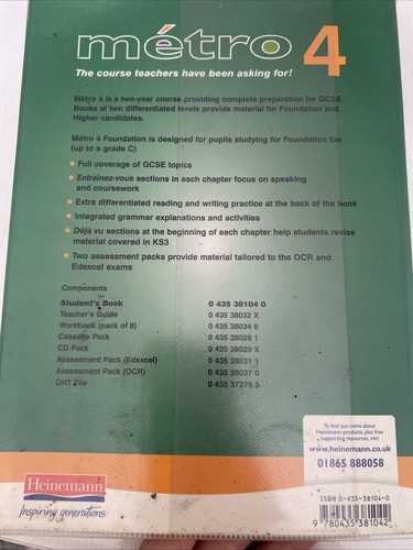 Metro 4 Foundation Student Book (Metro for Key Stage 4) By Gill Ramage - Bild 2 von 2