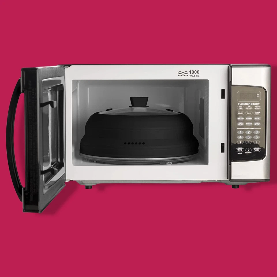 Microwave Splatter Cover Collapsible Plate Lid with Easy Grip Handle 12” - Image 2 of 4