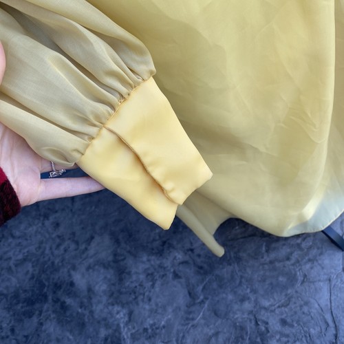 Silvia Ann Vintage 70s DRESS velvet fairy ren fair prairie peasant Yellow GOT - Picture 7 of 13