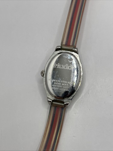Vintage Mudd Teen's Watch Silver Case Stripped Plastic Band- New Battery - Picture 8 of 9