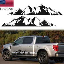 78 For Ford F-150 2pcs Black Snow Mountain Graphic Stickers Car Body Side Decal