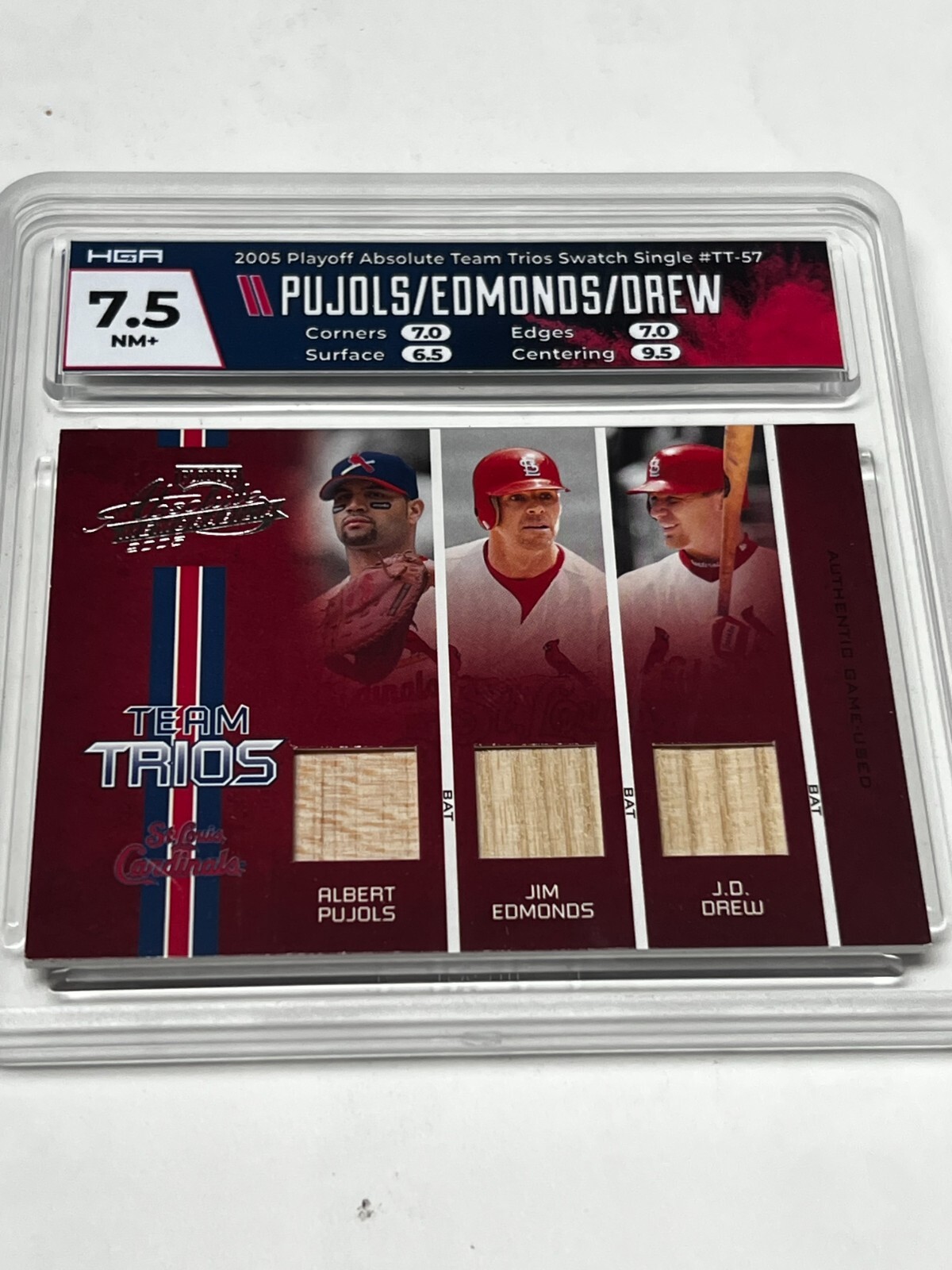 2005 Playoff Absolute Memorabilia Albert Pujols Team Trios 019/100 Bat Relic STL