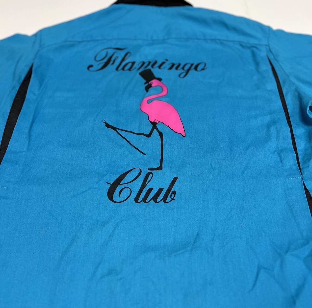 Vintage 1960's 1970's Classic Style Bowling Shirt Flamingo