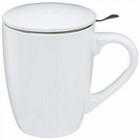Teebecher Tisaniere Tee-Becher Aufgussgefäß Teetasse, mit Deckel & Sieb, weiß