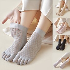 1-5Pairs Womens Five Finger Separate Toe Socks Crew Comfortable Sport Colors  