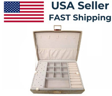 Two Layer Dual Colored Jewelry Box Beige Velvet