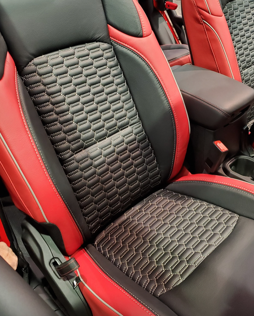 Jeep Wrangler JL Katzkin Black & Red Tek Hex Leather Seat Covers 2018
