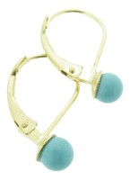 9 Ct Gold Leverback Earrings With Turquoise Beads 9 Ct Gold Leverback Earrings With Turquoise Beads