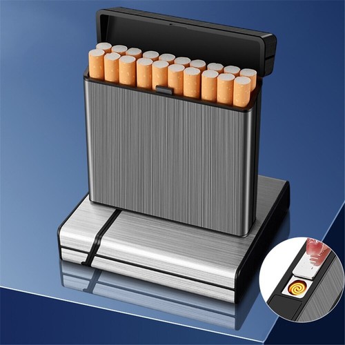 Custodia sigari antivento con accendino USB resistente all'umidità custodia sigari impermeabile - Foto 4 di 24