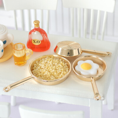 3pc Moden Mini Pans 1:12 Scale Dollhouse Miniatures Lots Kitchen Baking Tools