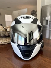 Shoei RF-SR Gloss White Racing Motorcycle Helmet Size L w/Cardo Freecom 4X 