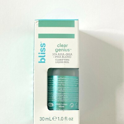 Bliss Clear Genius Clarifying Overnight Liquid Peel Clear Pores Exfoliate 1 oz