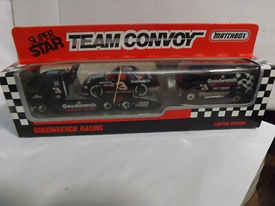 1991 Matchbox Super Star Team Convoy Semi Truck Stock Car & # 3 Goodwrench Van