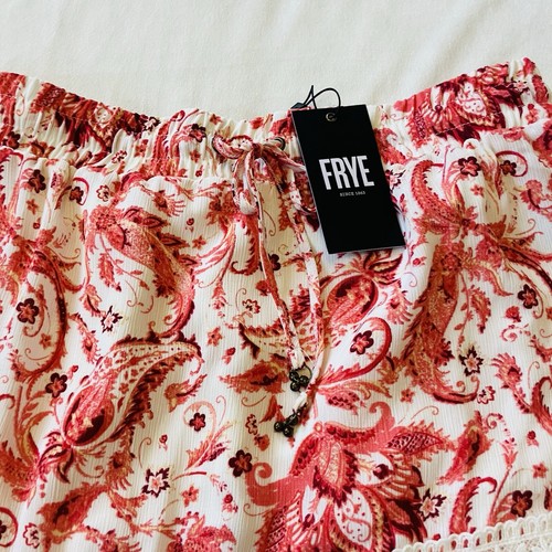 NWT FRYE Maxi Skirt Womens Sz L Coral White Floral Boho Tiered Lined - Picture 2 of 6