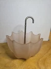 Vintage Fenton 1950's Pink Frosted Satin Glass Umbrella Candy Trinket Ring Dish