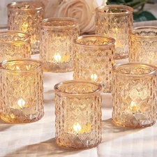 12pcs Gold Votive Candle Holders- Tealight Candle Holder for Table Centerpiece