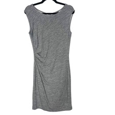 New Ann Taylor Size 4 Heather Gray Side Ruched Sheath Dress Cap Sleeve Zip Back