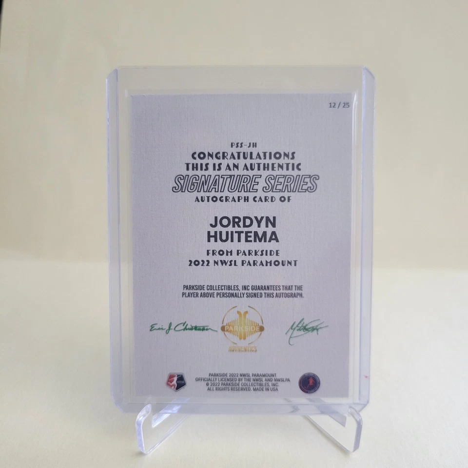 2022 PARKSIDE NWSL PARAMOUNT JORDYN HUITEMA SIGNATURE SERIES AUTO SER# 12/25 - Image 2 of 2