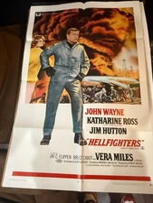 Vintage Original Movie Poster HELLFIGHTERS -1969  27' x 41/ JOHN WAYNE