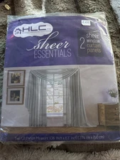 NEW Pack of 2 Sheer Window Curtain Panels, White 108" x 63" HCL.me