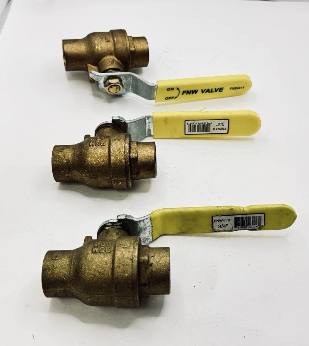 3-Pk FNW 3/4" BRASS FULL PORT SWEAT 600 LB BALL VALVE FNWX411F