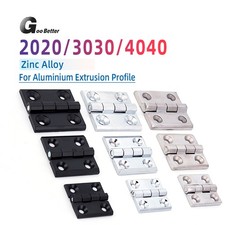 Bisagras de aleación de zinc a tope para marco de puerta de perfil de aluminio 2020/3030/4040 negro/plateado