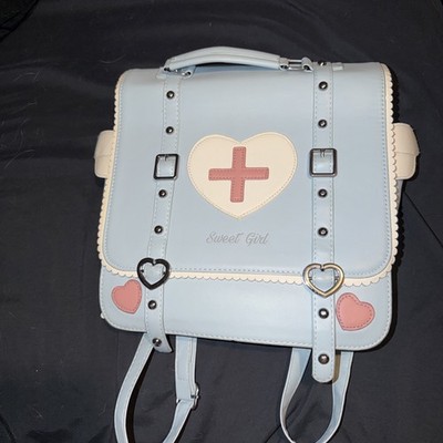 Sweet Girl Pink Heart Backpack Girls Faux Leather Buckle Adjustable Strap Medium