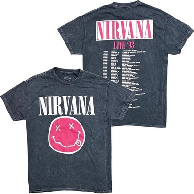 Nirvana T-Shirt Live 1993 Concert Tour Daze Smile Distressed Vintage Wash Tee