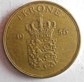 1956 DENMARK KRONE AU RARE TYPE Excellent Rare Date Coin lot #U30
