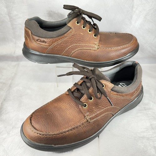 CLARKS Cotrell Edge Tobacco Leather Casual Shoes Men’s 11.5M Cushioned NEW - Picture 2 of 14