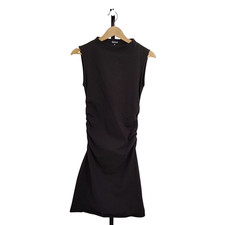 Quince Women Stretch Cotton Jersey Mock Neck Mini Dress Black XS