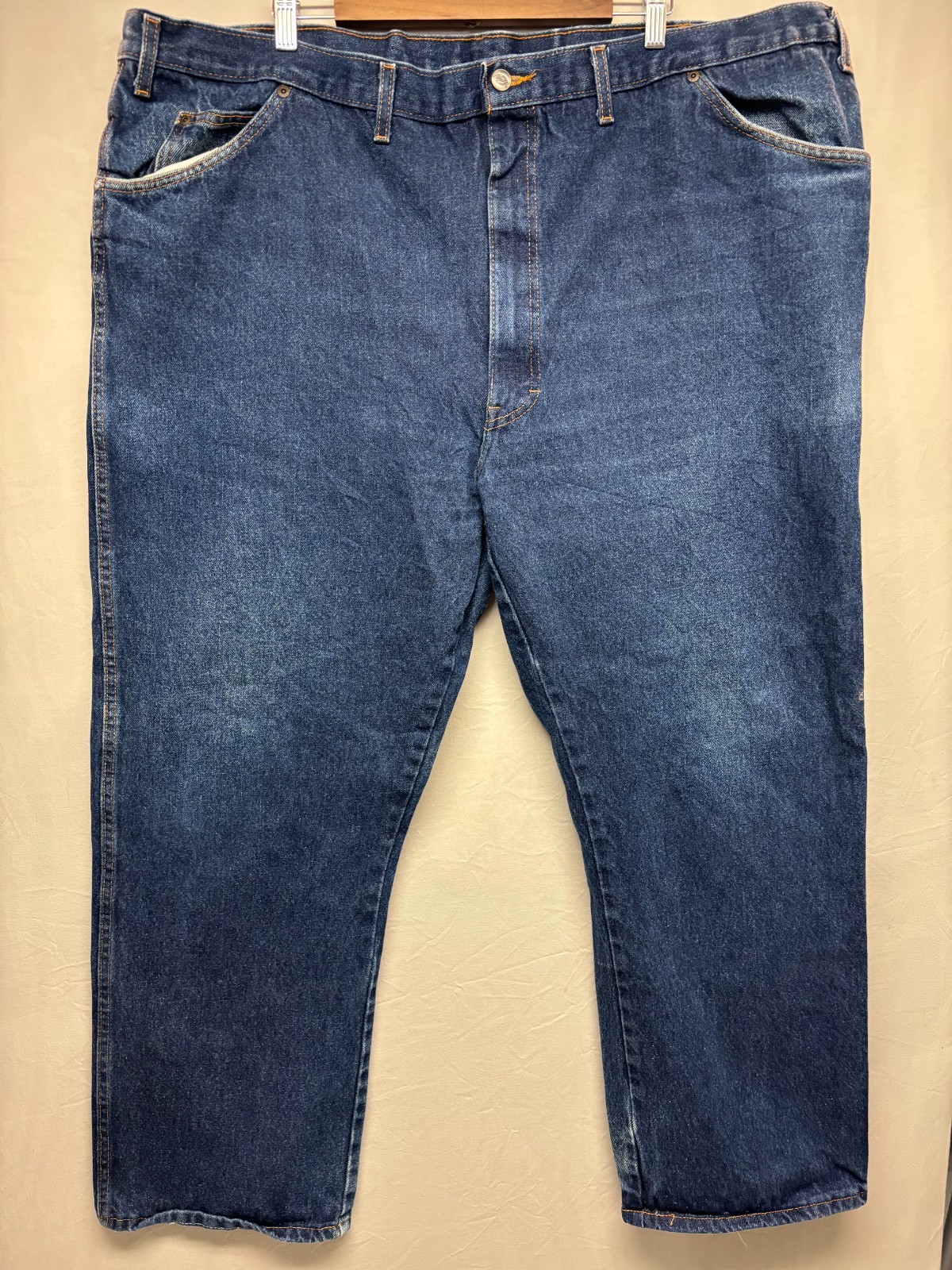 Mens Blue Medium Wash Stretch Straight Leg 5-pocket Workwear