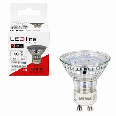 LED Line LED PAR16 Glas Reflektorlampe 1W = 10W GU10 60lm Warmweiß 2700K 120°
